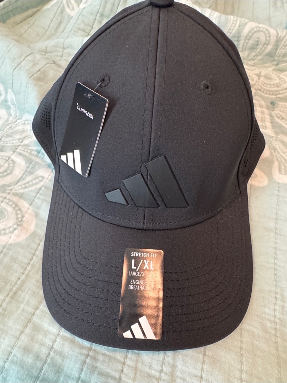 adidas Black Stretch-Fit ClimaCool Men’s Baseball Cap size L/XL